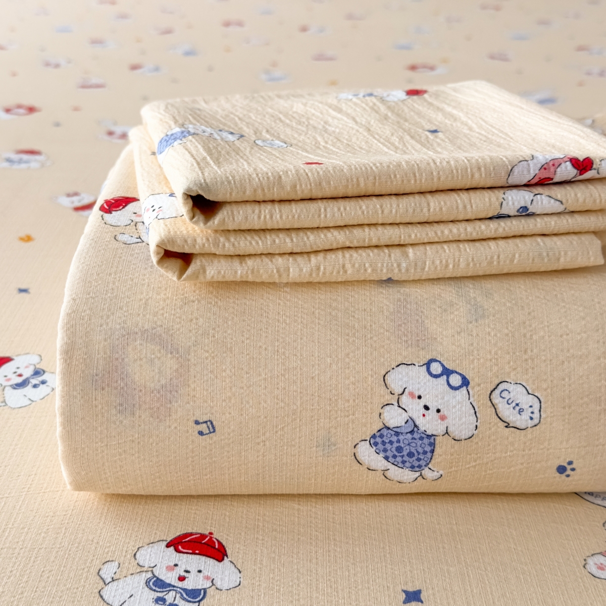 91家纺网 家纺一手货源 找家纺 （总）麦乐迪 2025新款A类云感双层纱印花床单