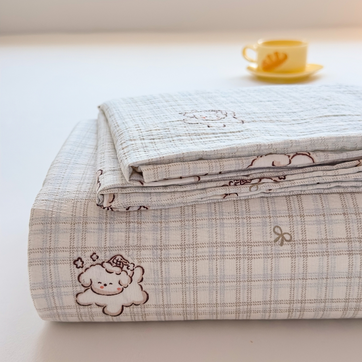 麦乐迪 2025新款A类云感双层纱印花床单 格趣小狗