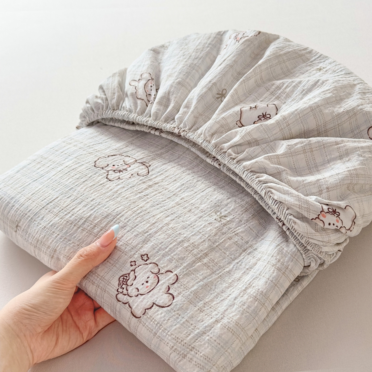 91家纺网 家纺一手货源 找家纺 （总）麦乐迪 2025新款A类云感双层纱印花床笠