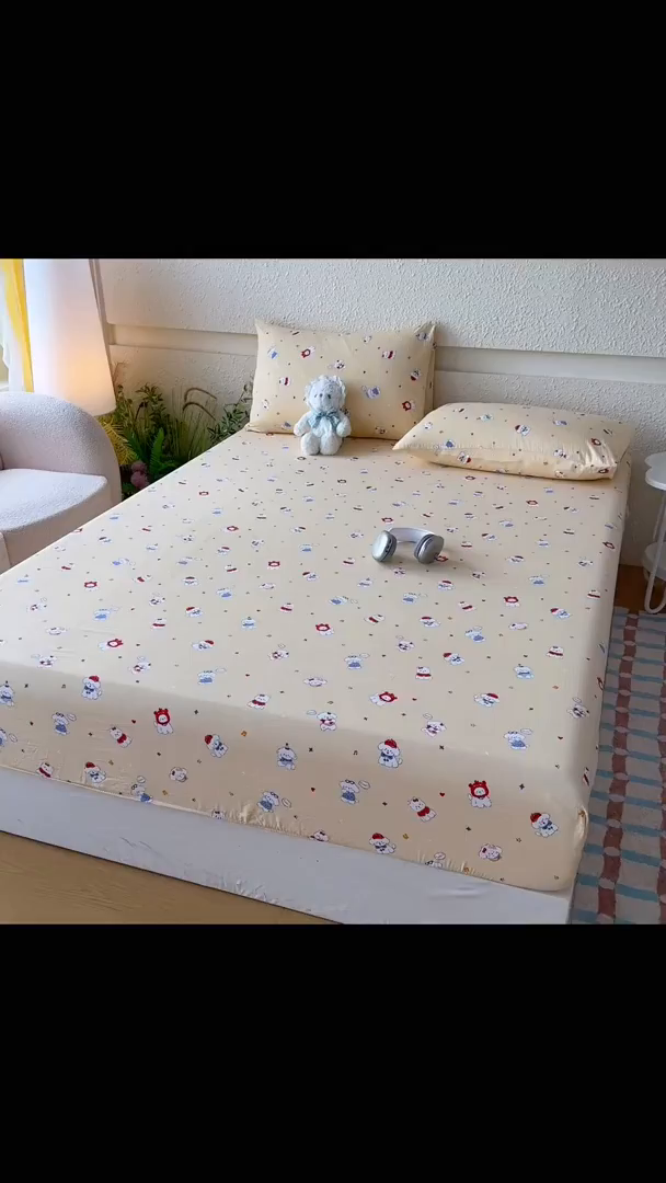 91家纺网 家纺一手货源 找家纺 麦乐迪 2025新款A类云感双层纱印花床单 萌趣乐园