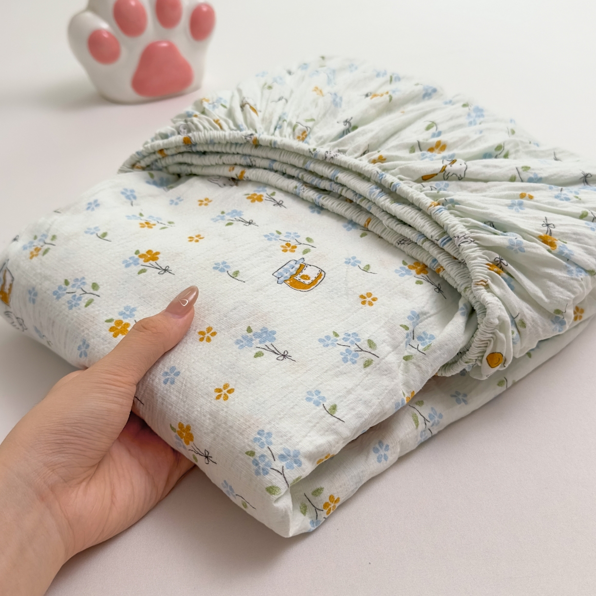 91家纺网 家纺一手货源 找家纺 （总）麦乐迪 2025新款A类云感双层纱印花床笠