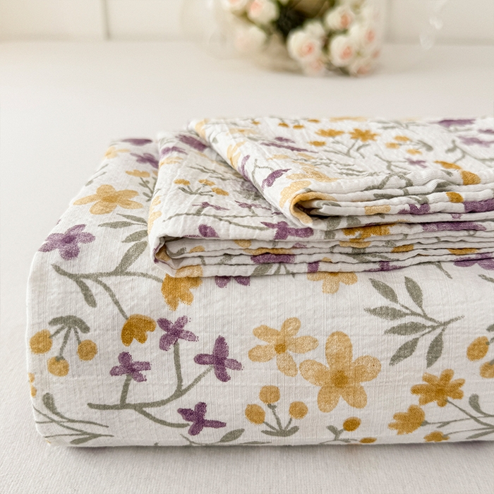 麦乐迪 2025新款A类云感双层纱印花床单 南栀