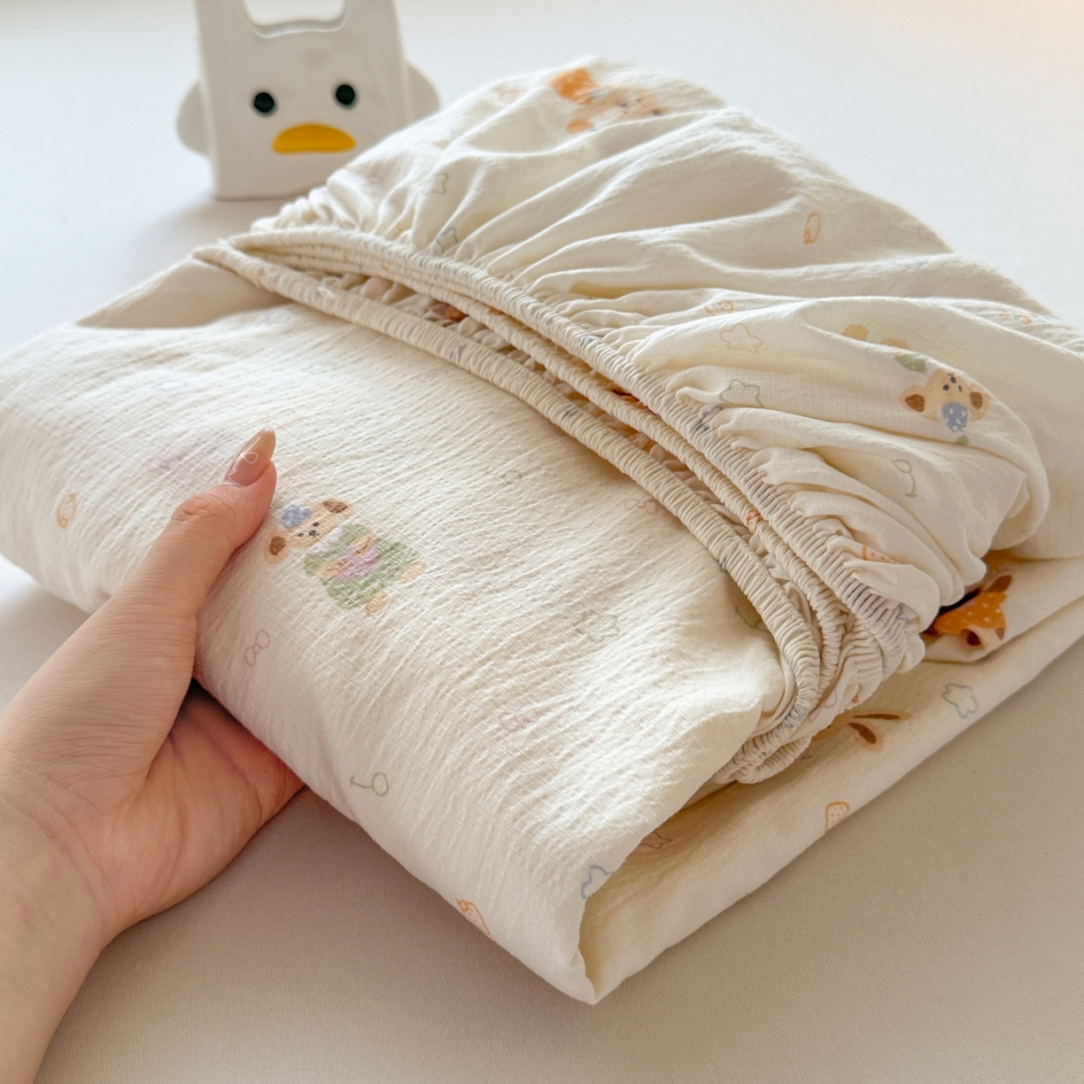 91家纺网 家纺一手货源 找家纺 （总）麦乐迪 2025新款A类云感双层纱印花床笠