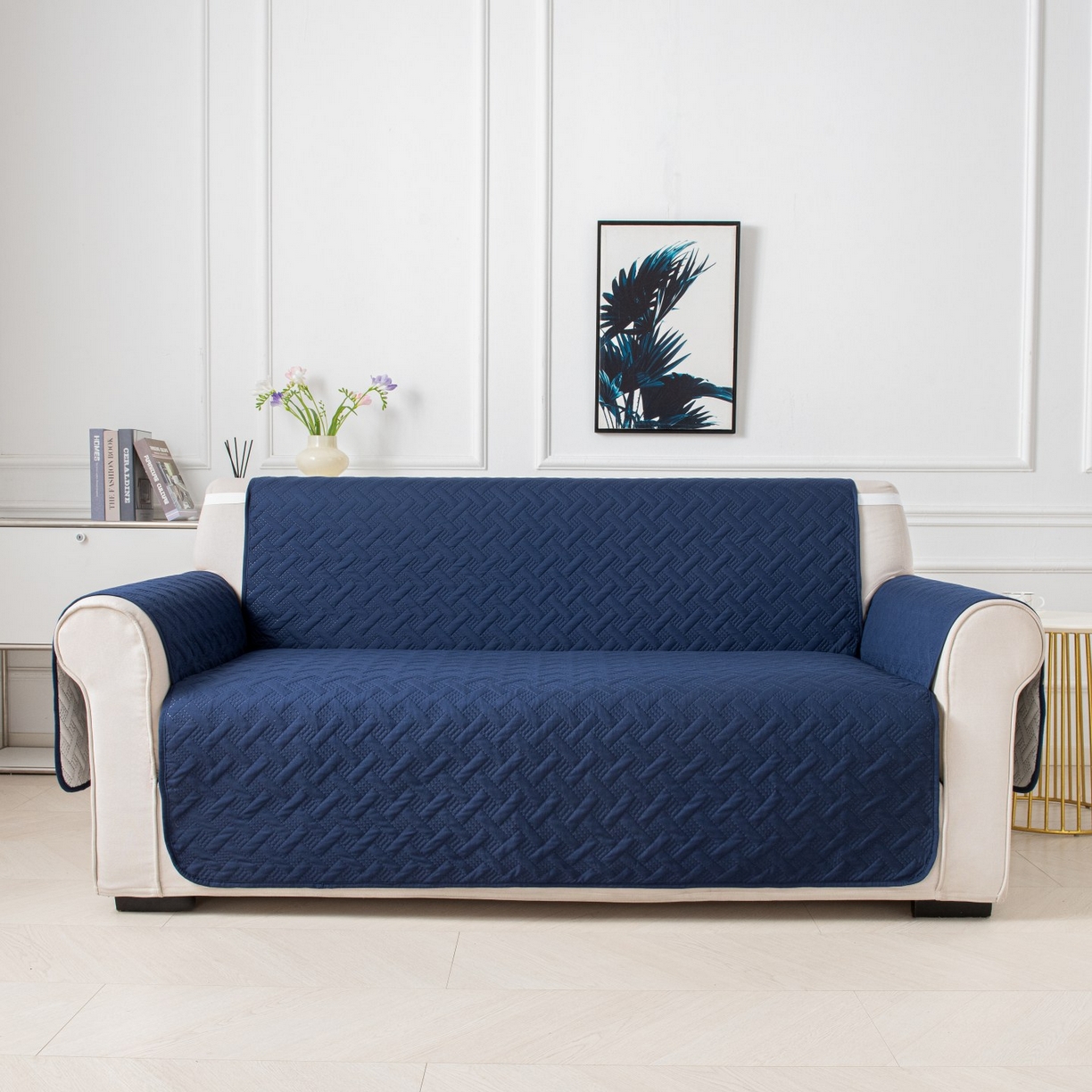 91家纺网 家纺一手货源 找家纺 飞翔家纺沙发套 2025新款乱纹加棉沙发套 藏青色