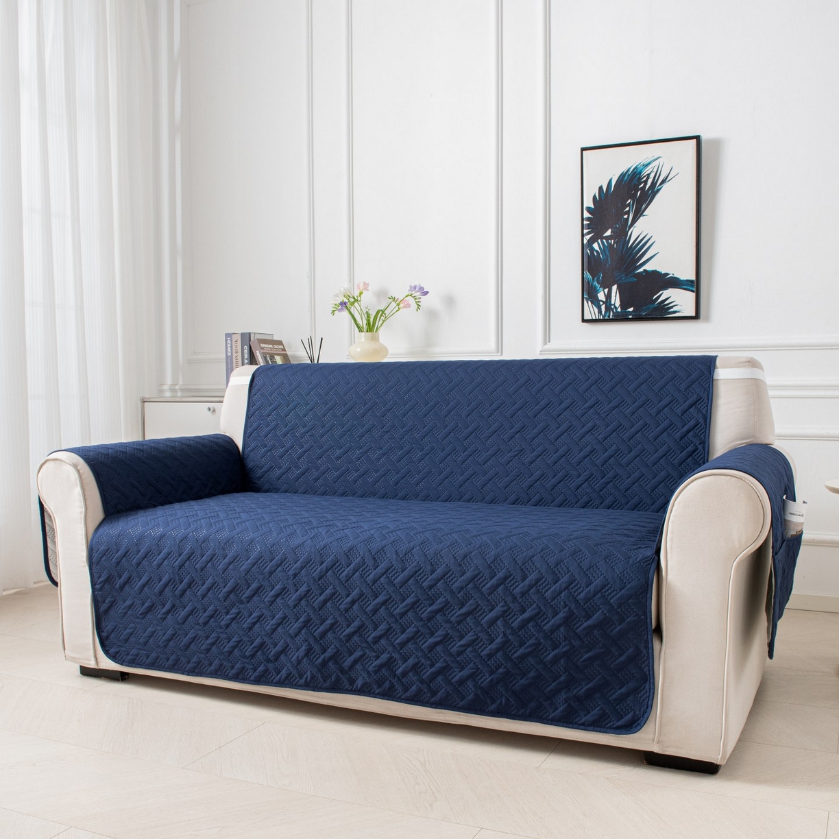 91家纺网 家纺一手货源 找家纺 飞翔家纺沙发套 2025新款乱纹加棉沙发套 藏青色