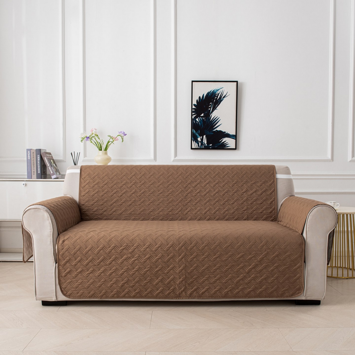 91家纺网 家纺一手货源 找家纺 飞翔家纺沙发套 2025新款乱纹加棉沙发套 卡其色