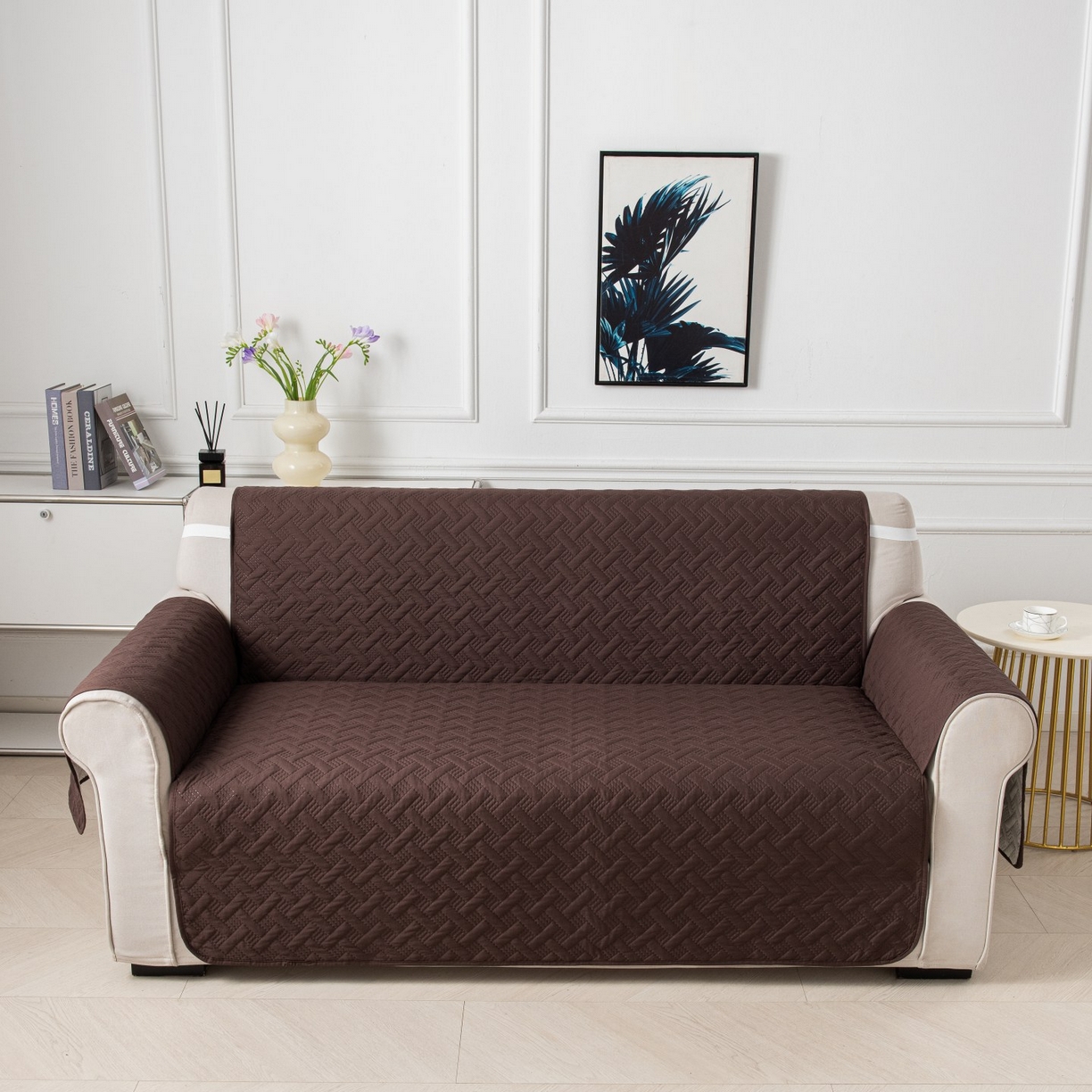 飞翔家纺沙发套 2025新款乱纹加棉沙发套 咖啡色