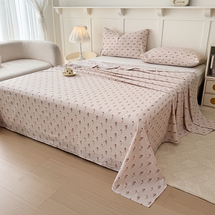 91家纺网 家纺一手货源 找家纺 麦乐迪 2025新款A类云感双层纱印花床单 芊影