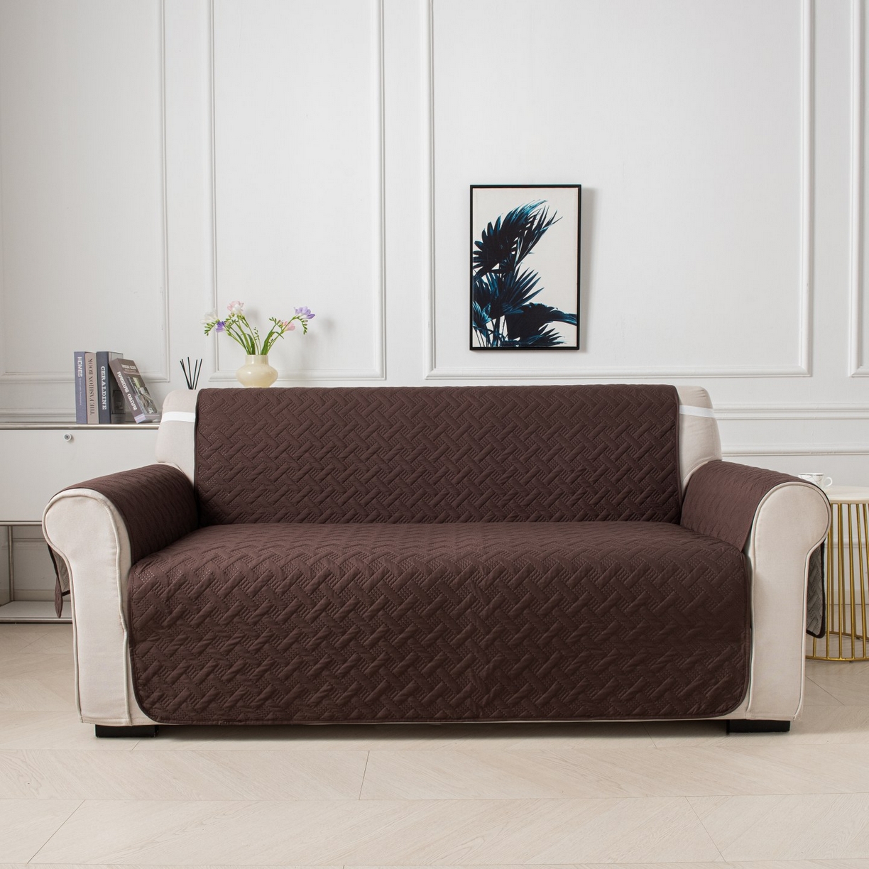 91家纺网 家纺一手货源 找家纺 飞翔家纺沙发套 2025新款乱纹加棉沙发套 咖啡色