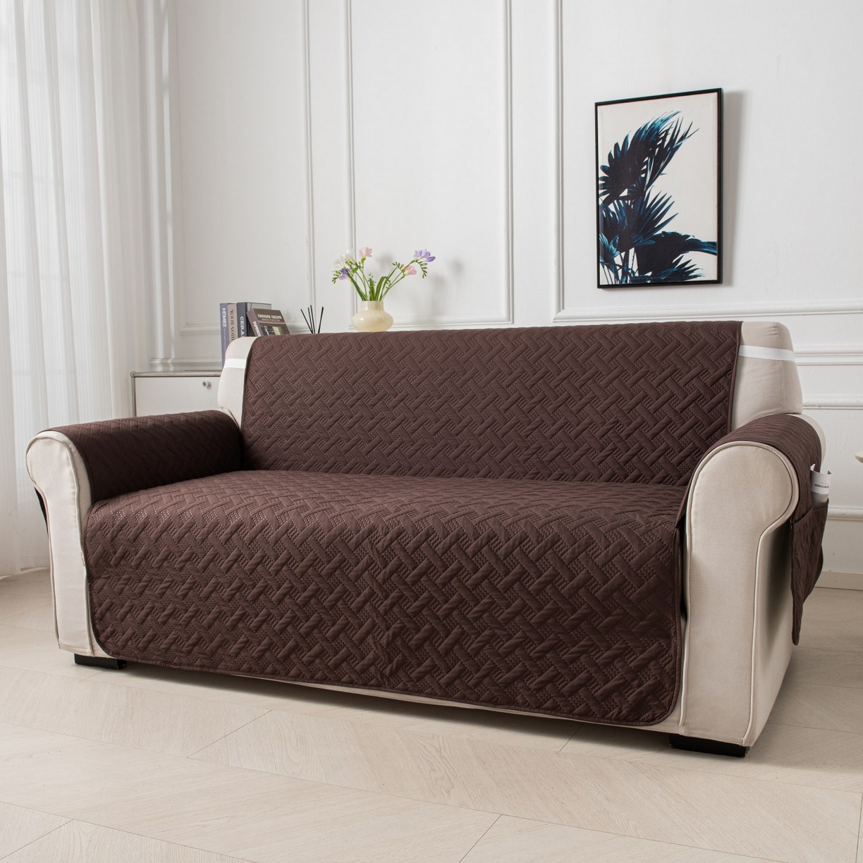 91家纺网 家纺一手货源 找家纺 飞翔家纺沙发套 2025新款乱纹加棉沙发套 咖啡色