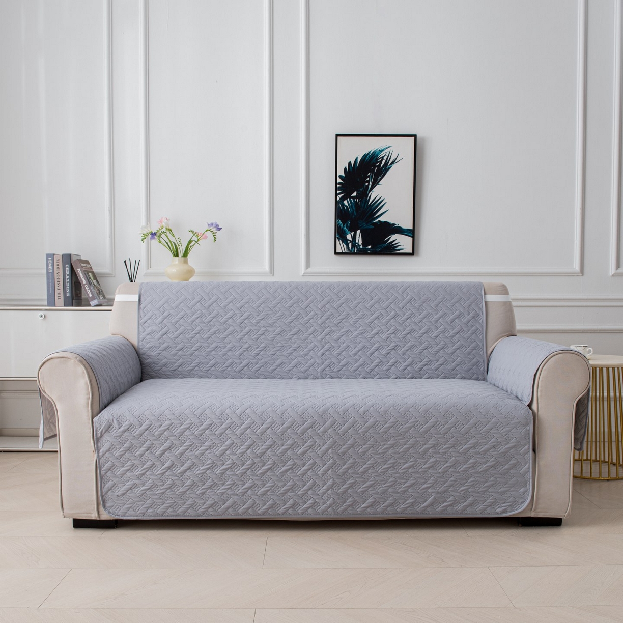 91家纺网 家纺一手货源 找家纺 飞翔家纺沙发套 2025新款乱纹加棉沙发套 浅灰色