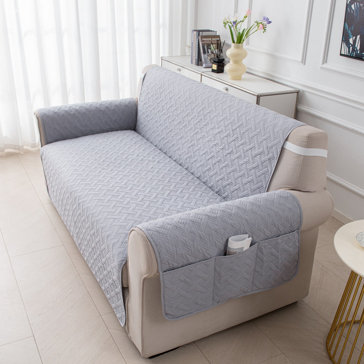 91家纺网 家纺一手货源 找家纺 飞翔家纺沙发套 2025新款乱纹加棉沙发套 浅灰色