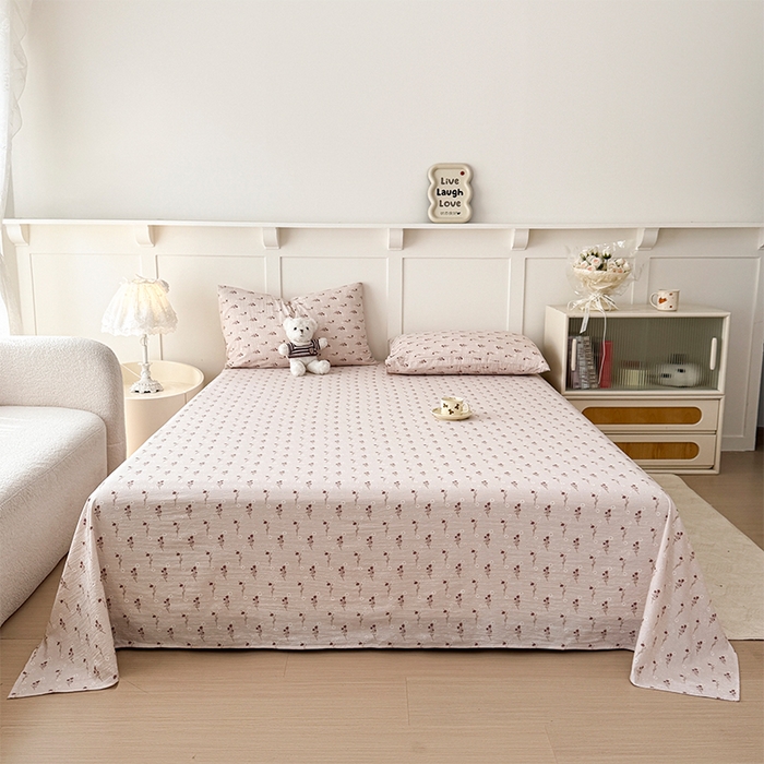 91家纺网 家纺一手货源 找家纺 麦乐迪 2025新款A类云感双层纱印花床单 芊影