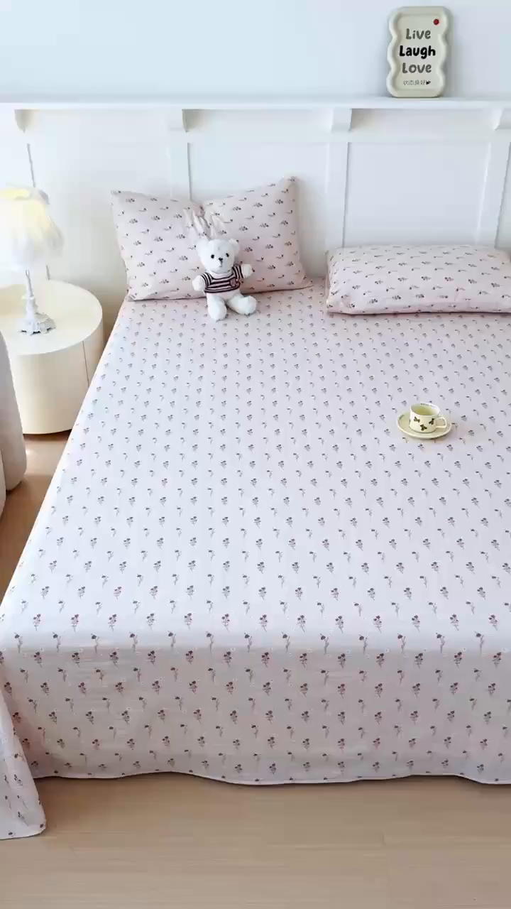 91家纺网 家纺一手货源 找家纺 麦乐迪 2025新款A类云感双层纱印花床单 芊影