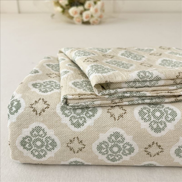 麦乐迪 2025新款A类云感双层纱印花床单 清欢-咖