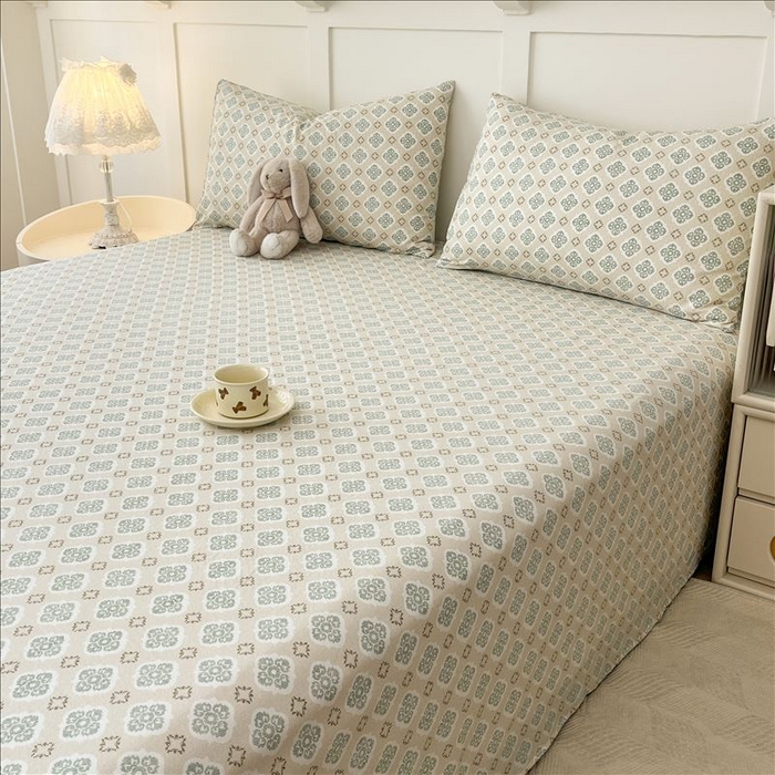 91家纺网 家纺一手货源 找家纺 麦乐迪 2025新款A类云感双层纱印花床单 清欢-咖