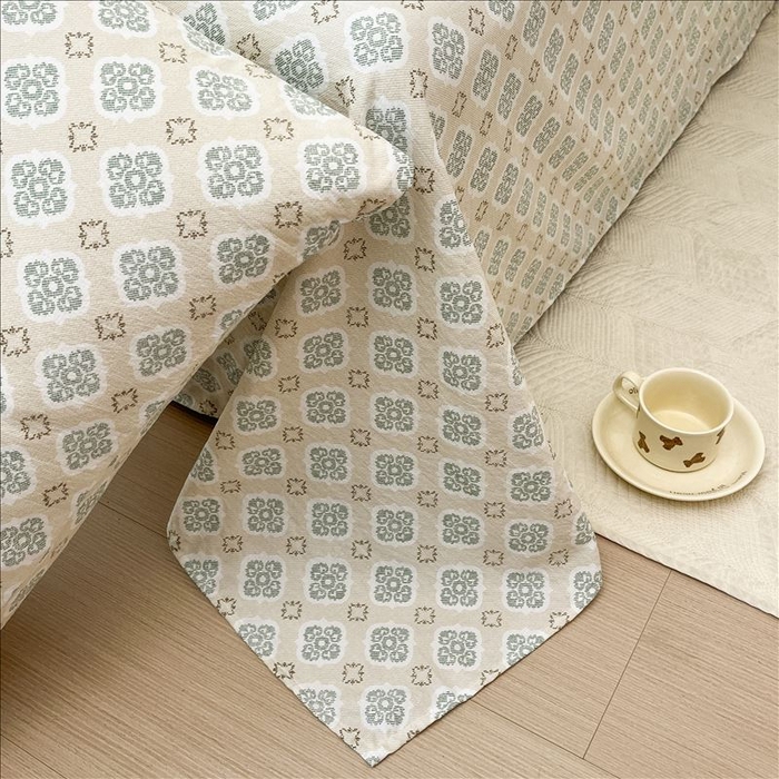 91家纺网 家纺一手货源 找家纺 麦乐迪 2025新款A类云感双层纱印花床单 清欢-咖