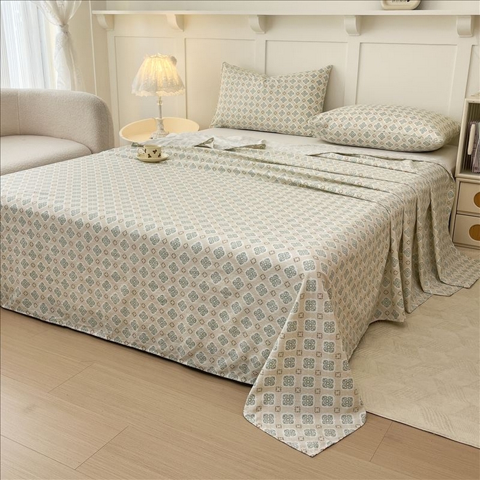 91家纺网 家纺一手货源 找家纺 麦乐迪 2025新款A类云感双层纱印花床单 清欢-咖