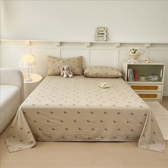 91家纺网 家纺一手货源 找家纺 麦乐迪 2025新款A类云感双层纱印花床单 汪仔派-咖