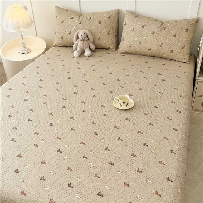 91家纺网 家纺一手货源 找家纺 麦乐迪 2025新款A类云感双层纱印花床单 汪仔派-咖