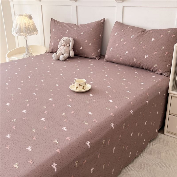 91家纺网 家纺一手货源 找家纺 麦乐迪 2025新款A类云感双层纱印花床单 汪仔派-紫