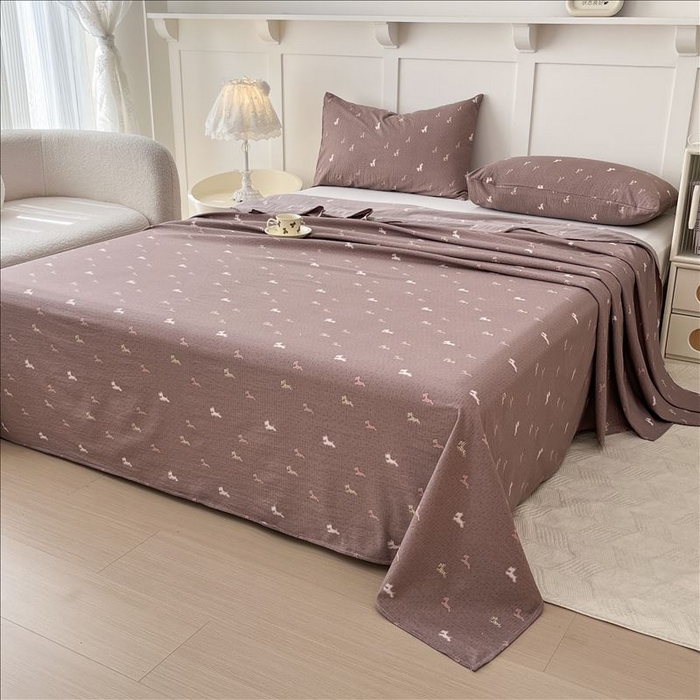 91家纺网 家纺一手货源 找家纺 麦乐迪 2025新款A类云感双层纱印花床单 汪仔派-紫