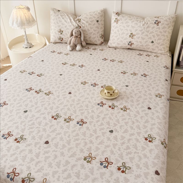 91家纺网 家纺一手货源 找家纺 麦乐迪 2025新款A类云感双层纱印花床单 殷桃结-咖