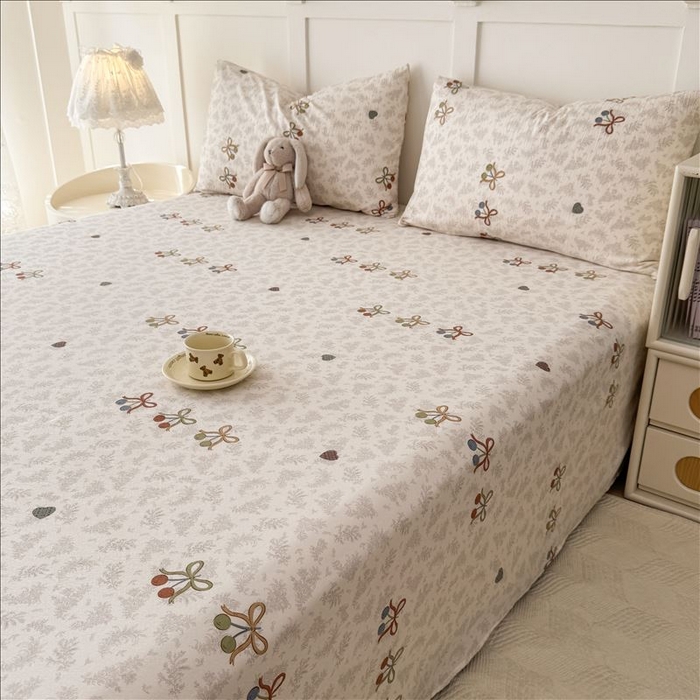 91家纺网 家纺一手货源 找家纺 麦乐迪 2025新款A类云感双层纱印花床单 殷桃结-咖