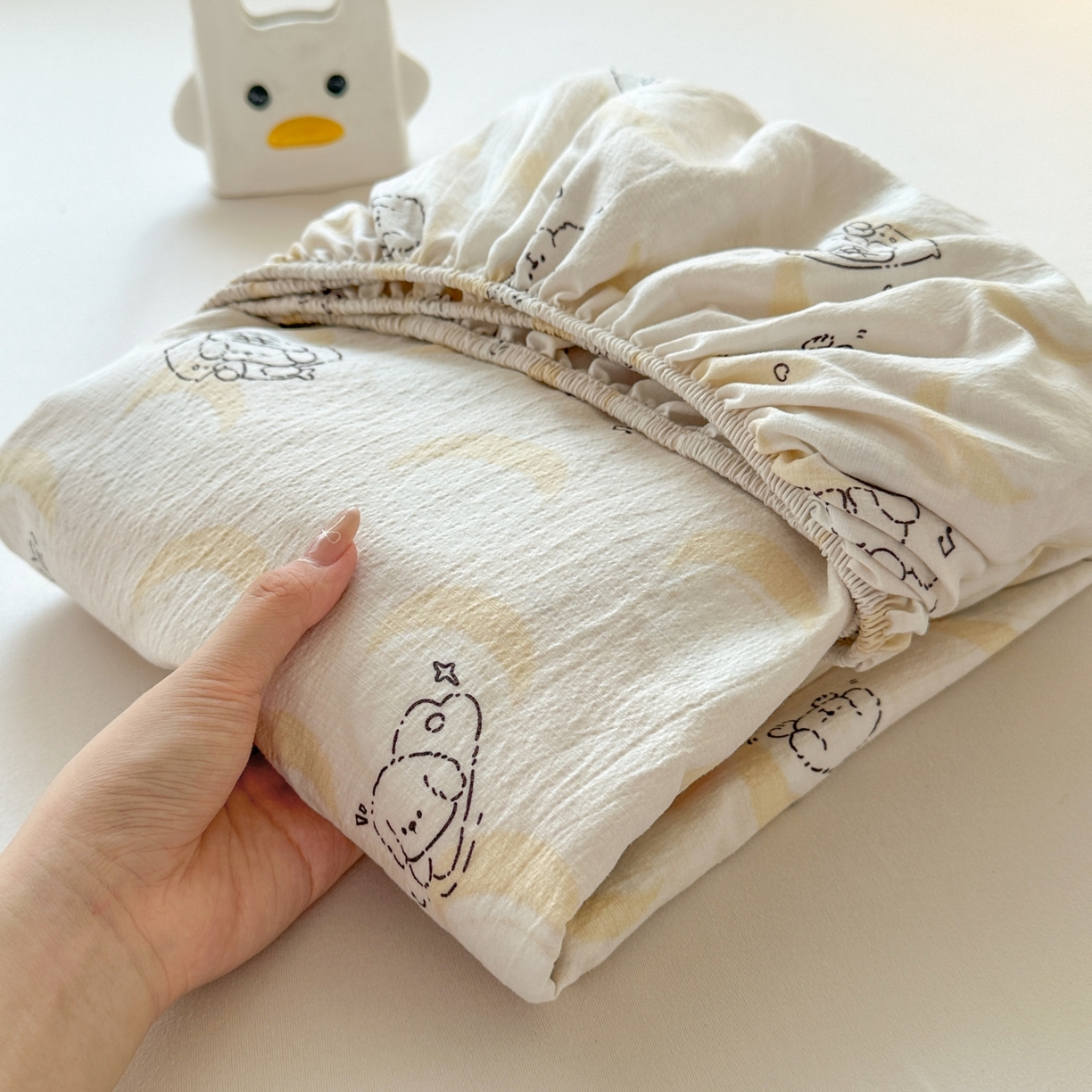 91家纺网 家纺一手货源 找家纺 （总）麦乐迪 2025新款A类云感双层纱印花床笠