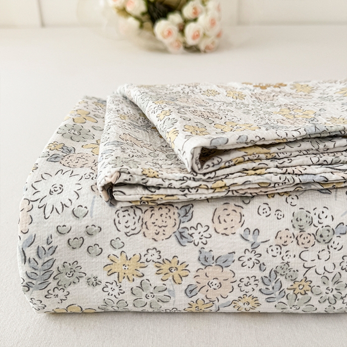 麦乐迪 2025新款A类云感双层纱印花床单 悠然-咖