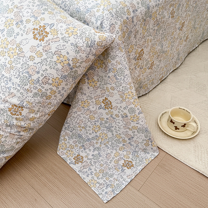 91家纺网 家纺一手货源 找家纺 麦乐迪 2025新款A类云感双层纱印花床单 悠然-咖