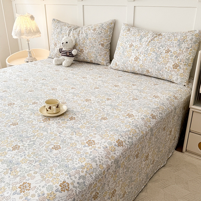 91家纺网 家纺一手货源 找家纺 麦乐迪 2025新款A类云感双层纱印花床单 悠然-咖