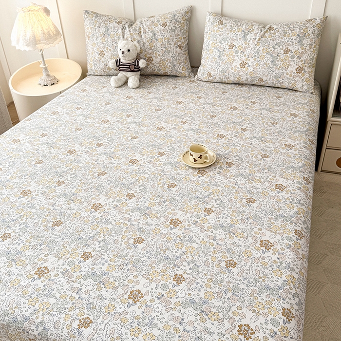 91家纺网 家纺一手货源 找家纺 麦乐迪 2025新款A类云感双层纱印花床单 悠然-咖