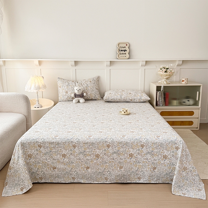 91家纺网 家纺一手货源 找家纺 麦乐迪 2025新款A类云感双层纱印花床单 悠然-咖