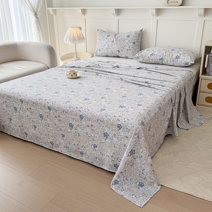 91家纺网 家纺一手货源 找家纺 麦乐迪 2025新款A类云感双层纱印花床单 悠然-兰