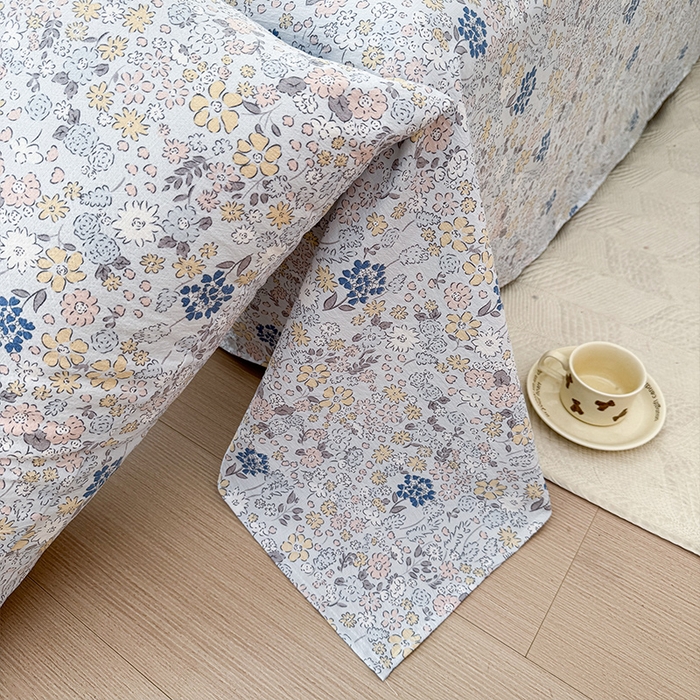 91家纺网 家纺一手货源 找家纺 麦乐迪 2025新款A类云感双层纱印花床单 悠然-兰