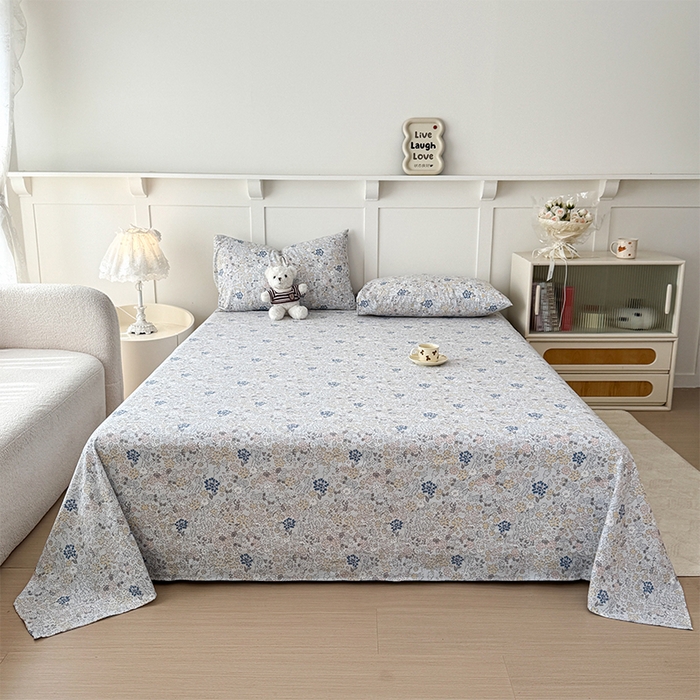 91家纺网 家纺一手货源 找家纺 麦乐迪 2025新款A类云感双层纱印花床单 悠然-兰