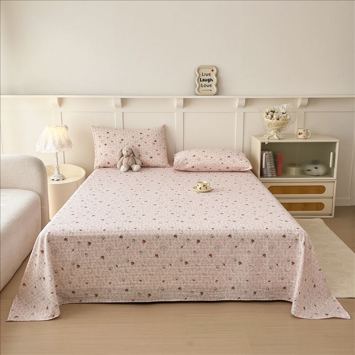 91家纺网 家纺一手货源 找家纺 麦乐迪 2025新款A类云感双层纱印花床单 月野兔-粉