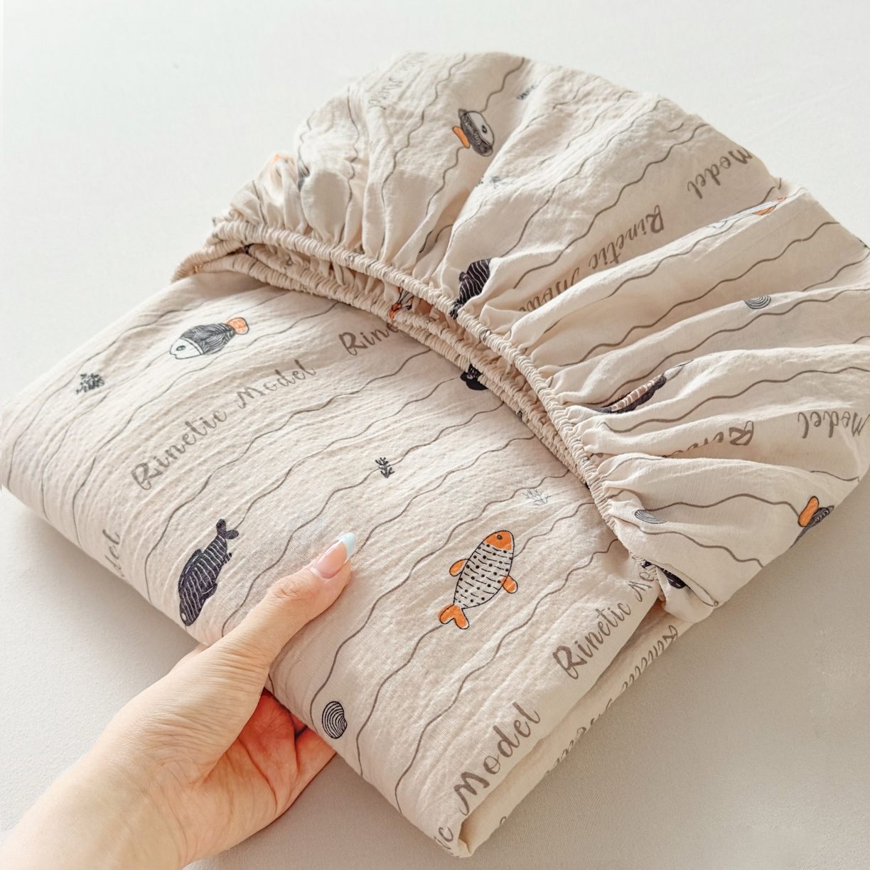 麦乐迪 2025新款A类云感双层纱印花床笠 海洋日记