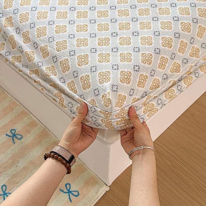 91家纺网 家纺一手货源 找家纺 麦乐迪 2025新款A类云感双层纱印花床笠 如意