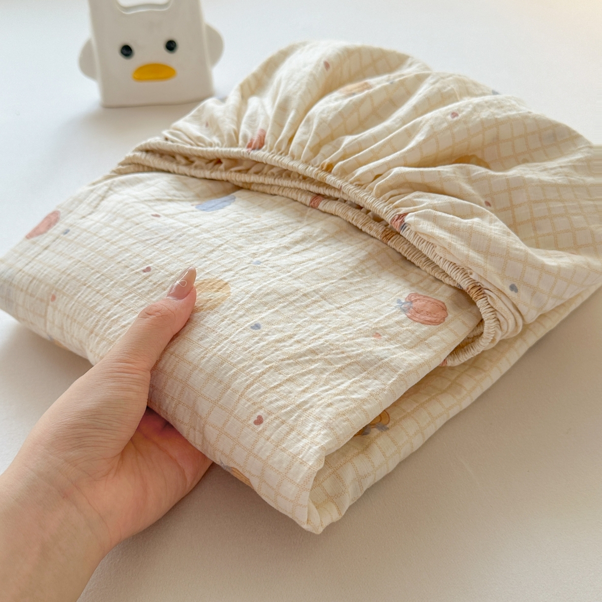 麦乐迪 2025新款A类云感双层纱印花床笠 甜甜南瓜