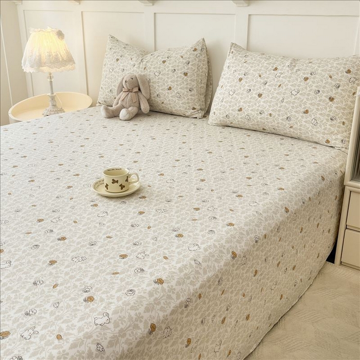 91家纺网 家纺一手货源 找家纺 麦乐迪 2025新款A类云感双层纱印花床笠 月野兔-灰