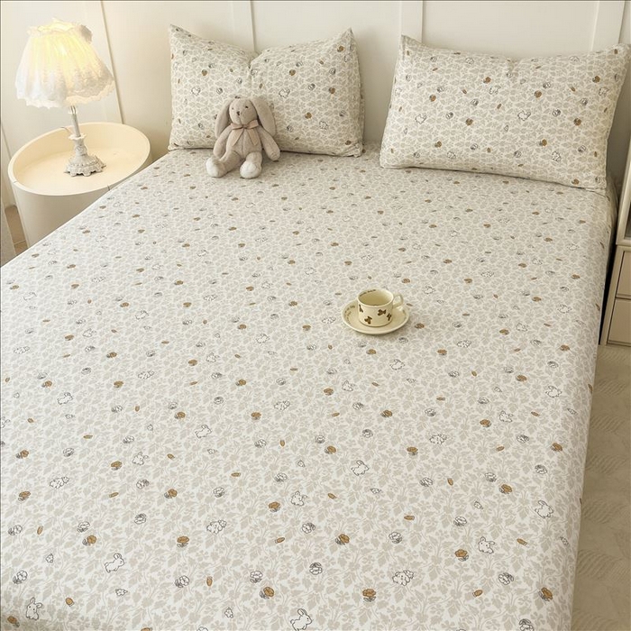 91家纺网 家纺一手货源 找家纺 麦乐迪 2025新款A类云感双层纱印花床笠 月野兔-灰