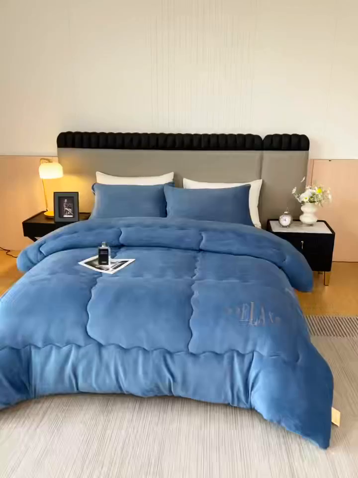 91家纺网 家纺一手货源 找家纺 （总）百花王 2025新款牛奶绒刺绣款冬被被子被芯