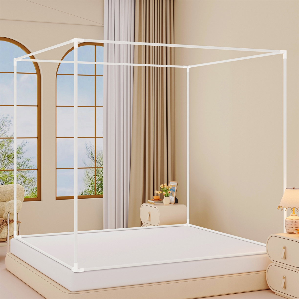 91家纺网 家纺一手货源 找家纺 艾晶美家纺有限公司 2025新款大版花卡通家用坐式遮光床帘蚊帐 萌萌兔