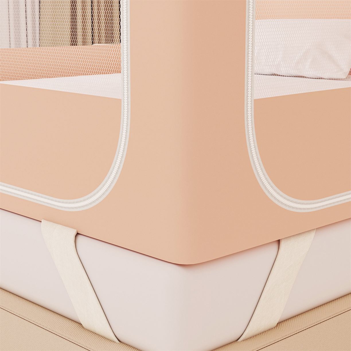 91家纺网 家纺一手货源 找家纺 艾晶美家纺有限公司 2025新款大版花卡通家用坐式遮光床帘蚊帐 萌萌兔