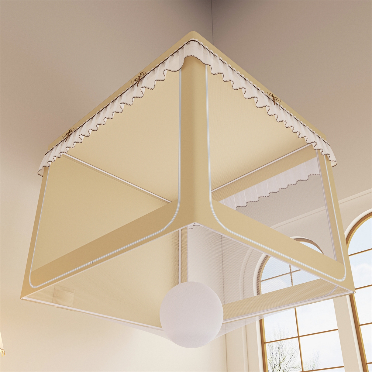 91家纺网 家纺一手货源 找家纺 艾晶美家纺有限公司 2025新款大版花卡通家用坐式遮光床帘蚊帐 音乐猫