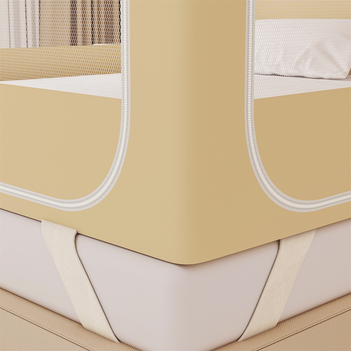 91家纺网 家纺一手货源 找家纺 艾晶美家纺有限公司 2025新款大版花卡通家用坐式遮光床帘蚊帐 音乐猫