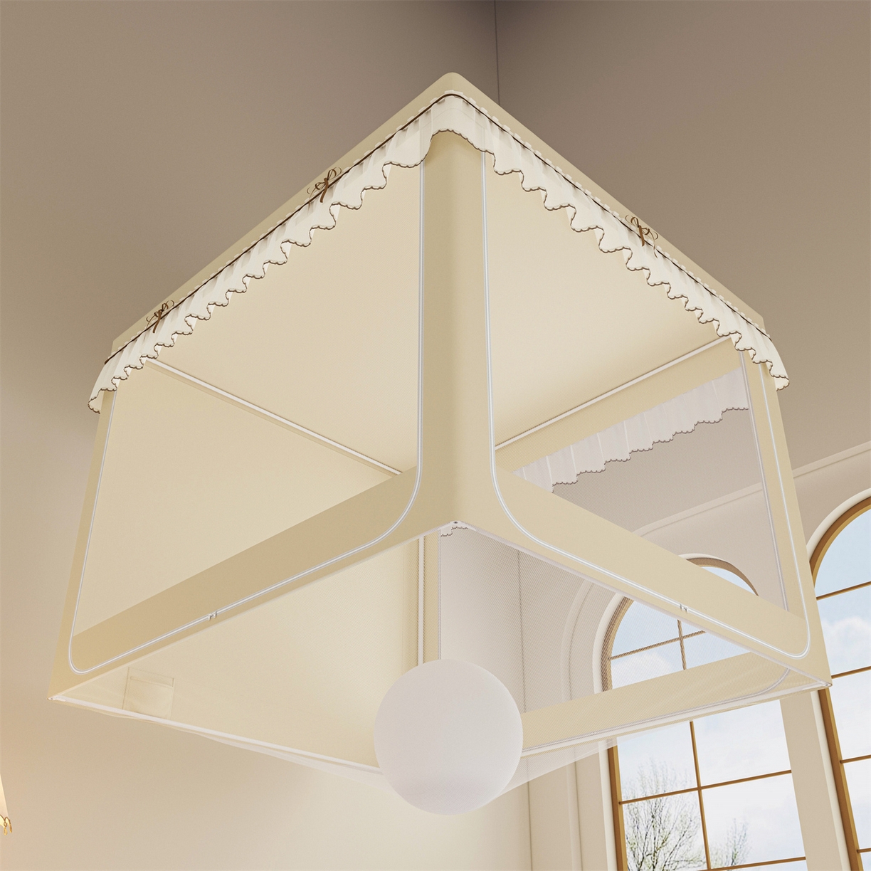 91家纺网 家纺一手货源 找家纺 艾晶美家纺有限公司 2025新款大版花卡通家用坐式遮光床帘蚊帐 欢乐熊