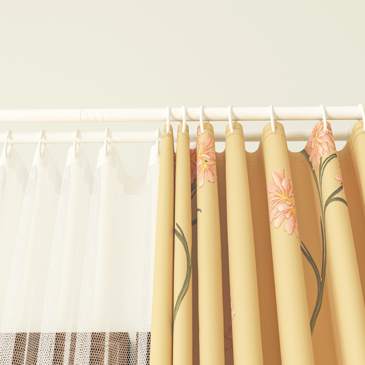 91家纺网 家纺一手货源 找家纺 艾晶美家纺有限公司 2025新款新中风双层双杆5面遮光落地宫廷蚊帐 云纱梦境